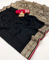 Festive Black Maslin Silk Saree With Woven Blouse for Women