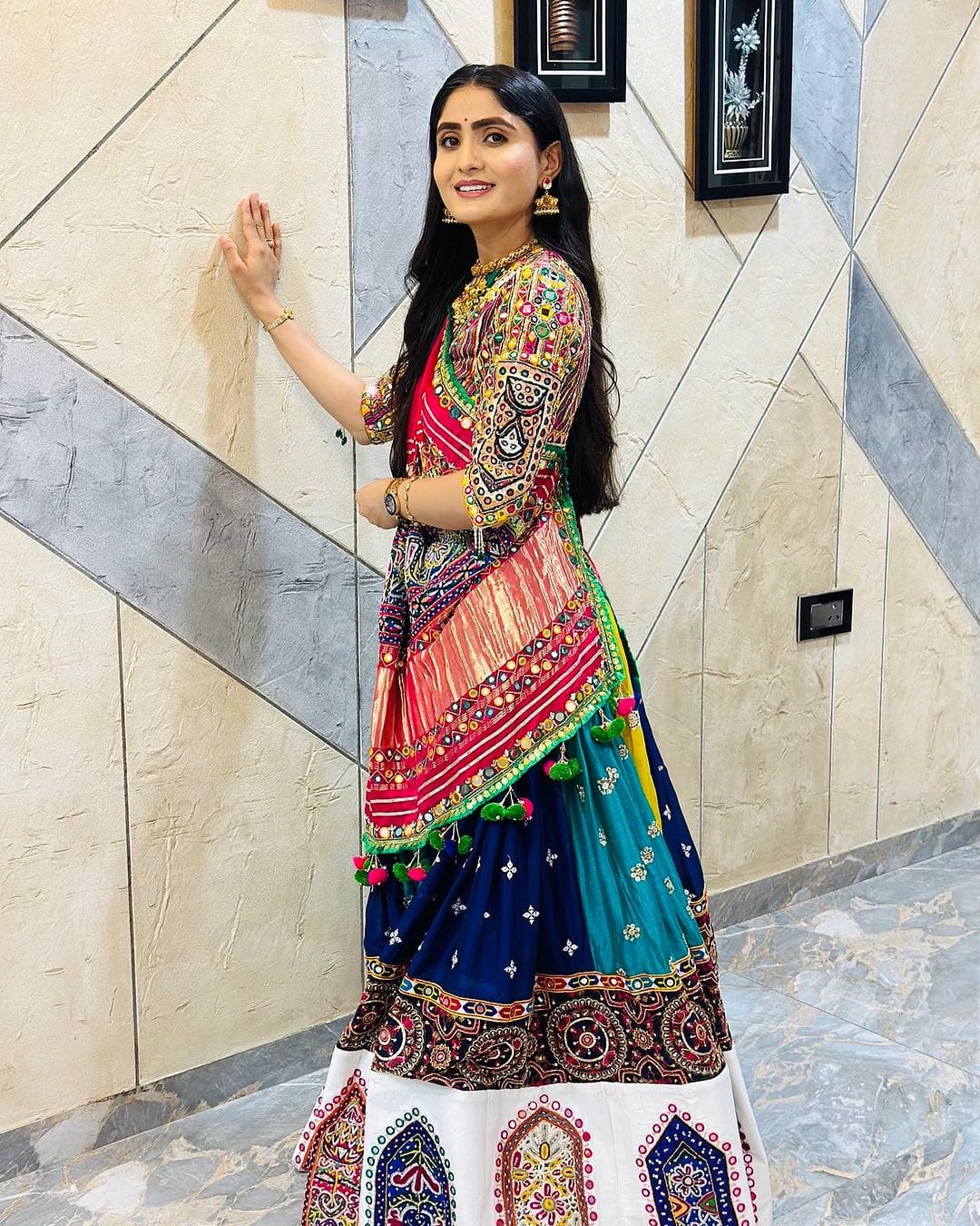 Festive Multicolor Muslin Cotton Lehenga Choli Set
