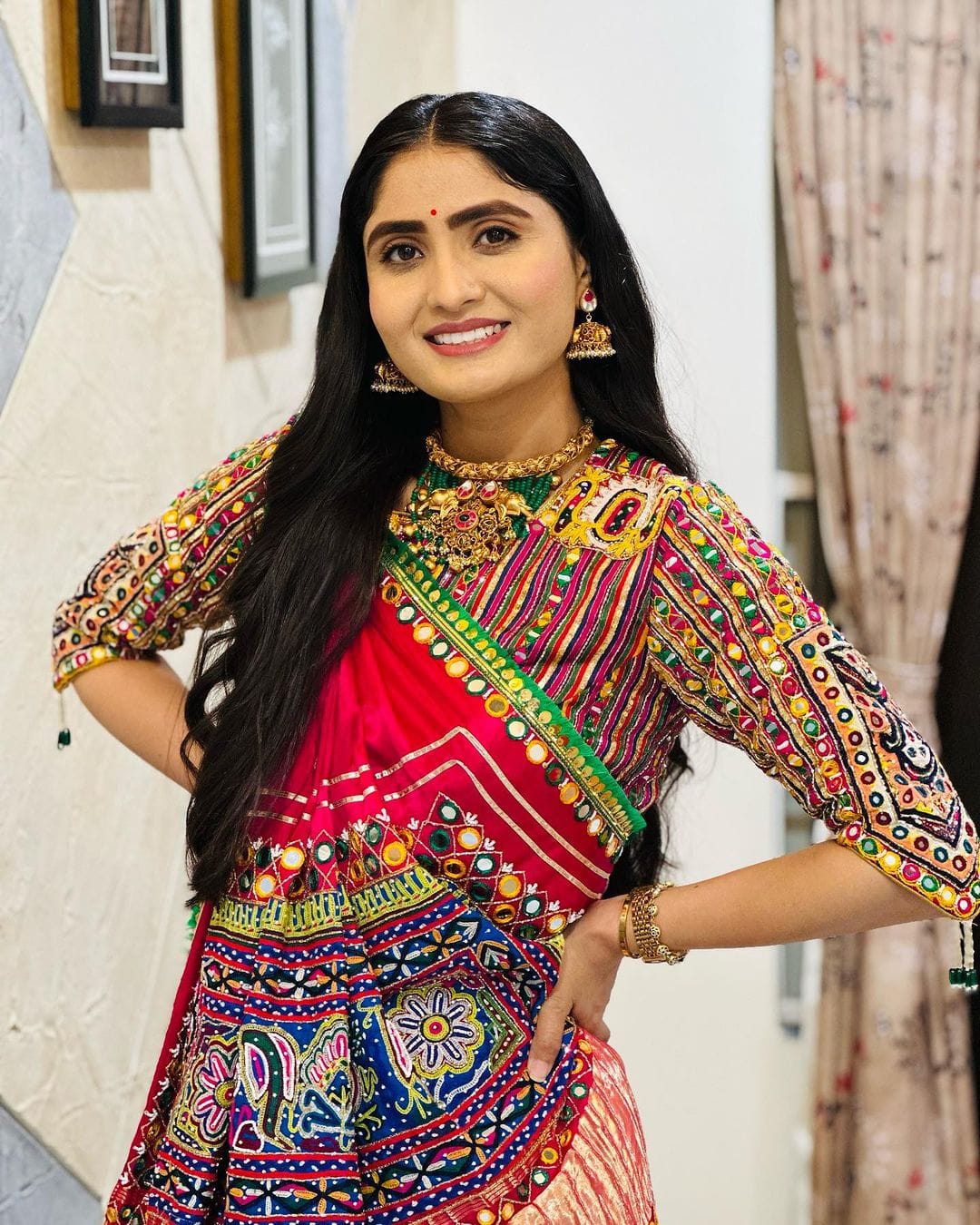 Festive Multicolor Muslin Cotton Lehenga Choli Set for Women