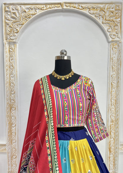 Festive Multicolor Muslin Cotton Lehenga Choli Set for Women