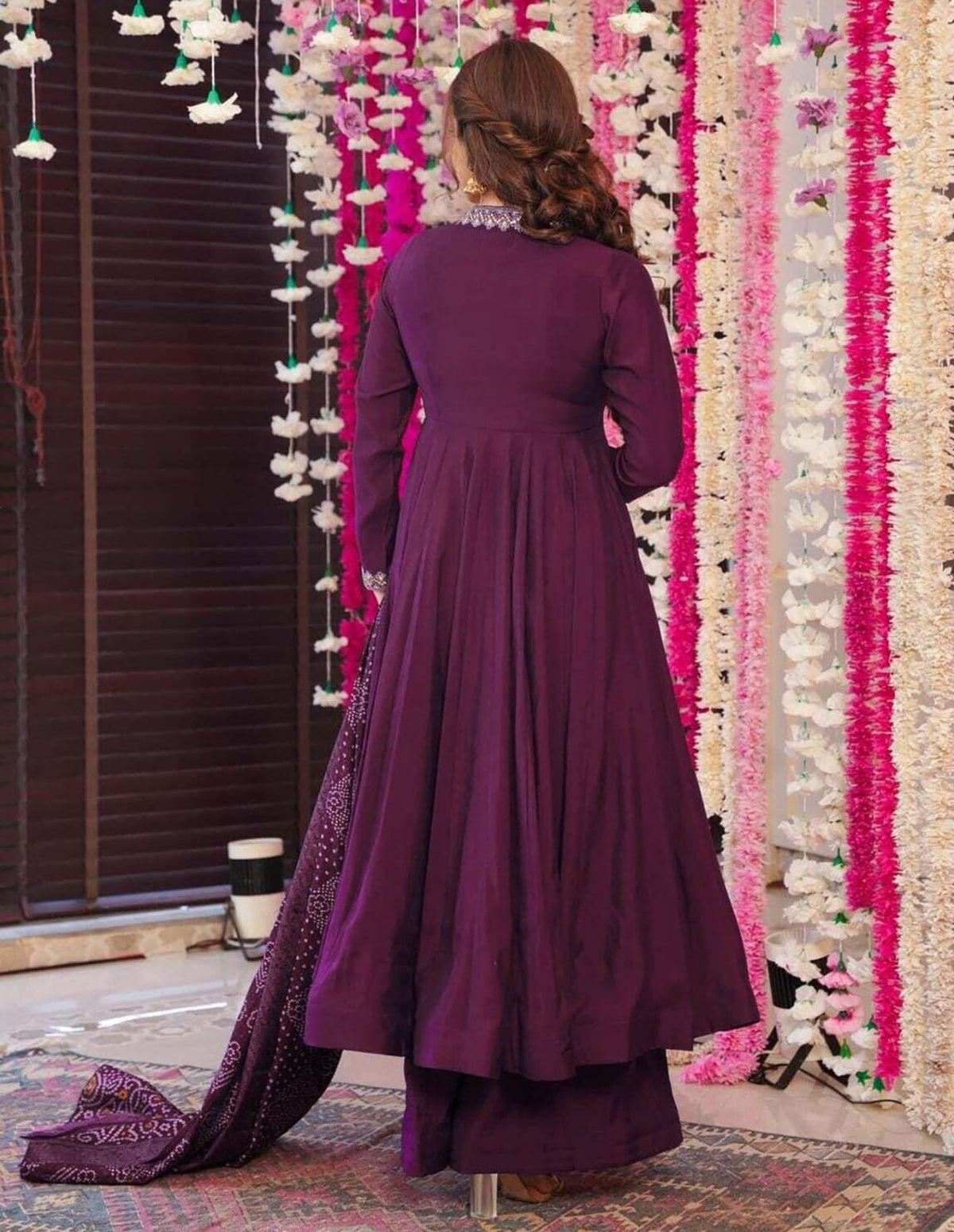 Festive Purple Anarkali Suit with Chanderi Dupatta for Women