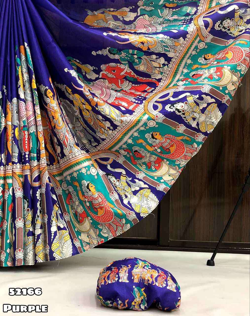 Festive Purple Tussar Silk Saree with Printed Blouse