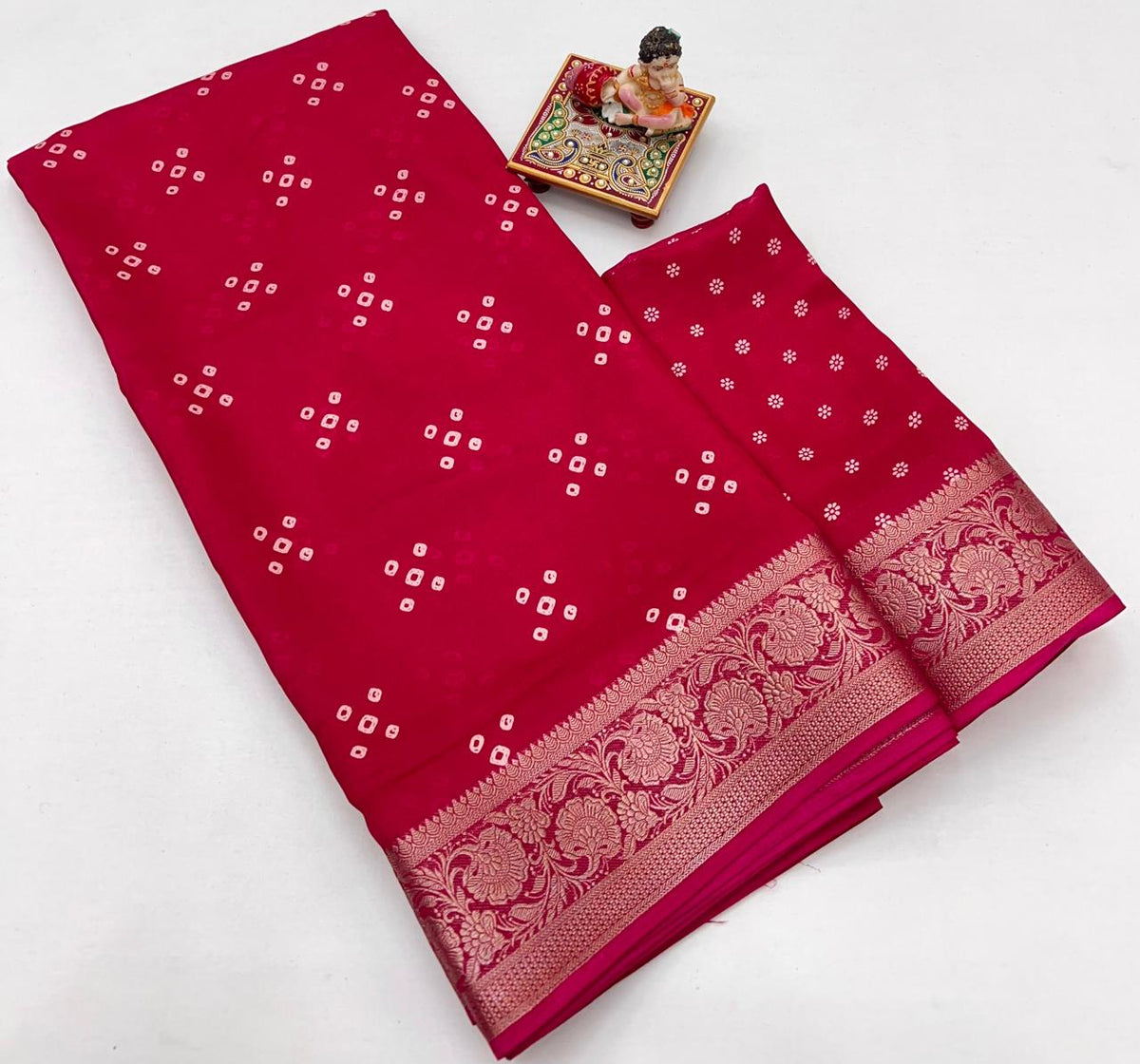 Festive Red Georgette Saree With Rich Zari Border for Women