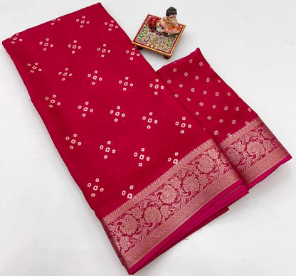 Festive Red Georgette Saree With Rich Zari Border for Women