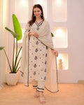 Festive Wear Cream Embroidered Kurta Set