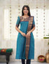 Firoji Zari Woven Kanchi Cotton Kurti Dupatta Set for Women