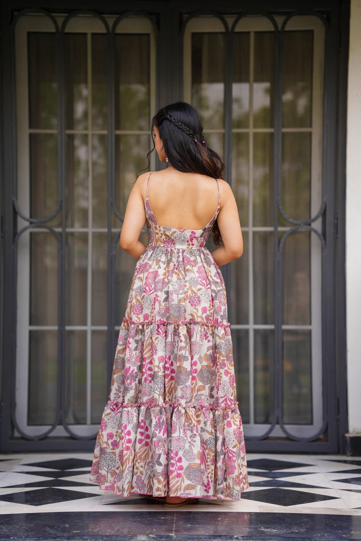Floral Printed Maxi Dress Sleeveless Tiered for Women
