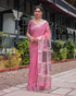 Graceful Pink Linen Saree with Subtle Silver Border for Women