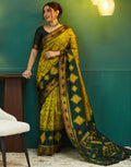 Royal Mustard Green Banarasi Silk Saree with Rich Zari Glow