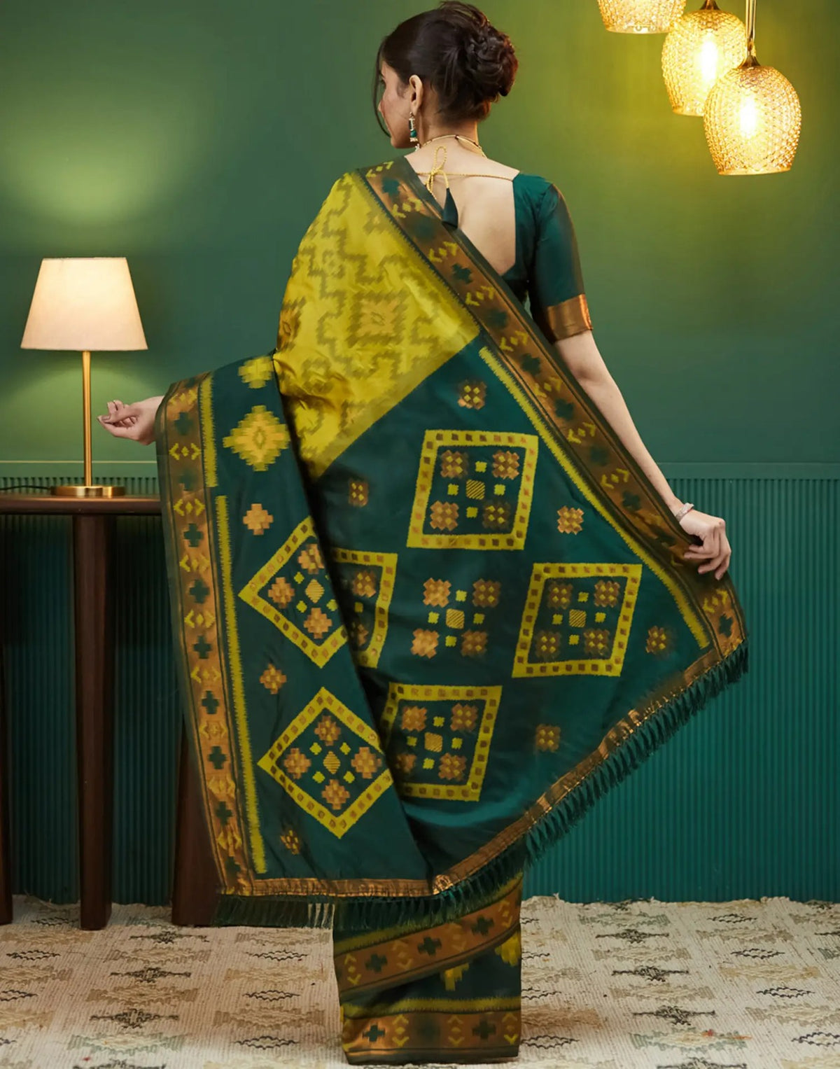 Royal Mustard Green Banarasi Silk Saree with Rich Zari Glow for Women