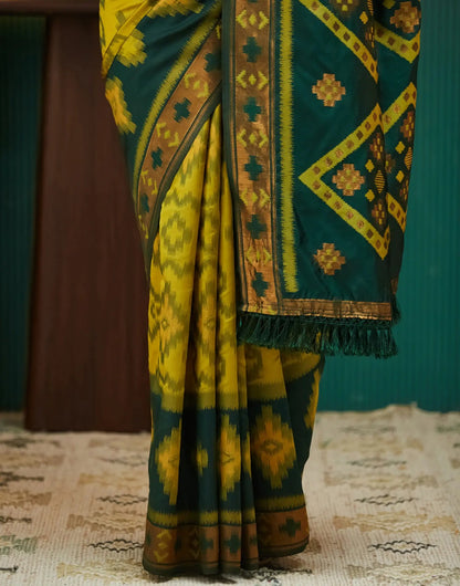 Royal Mustard Green Banarasi Silk Saree with Rich Zari Glow for Women