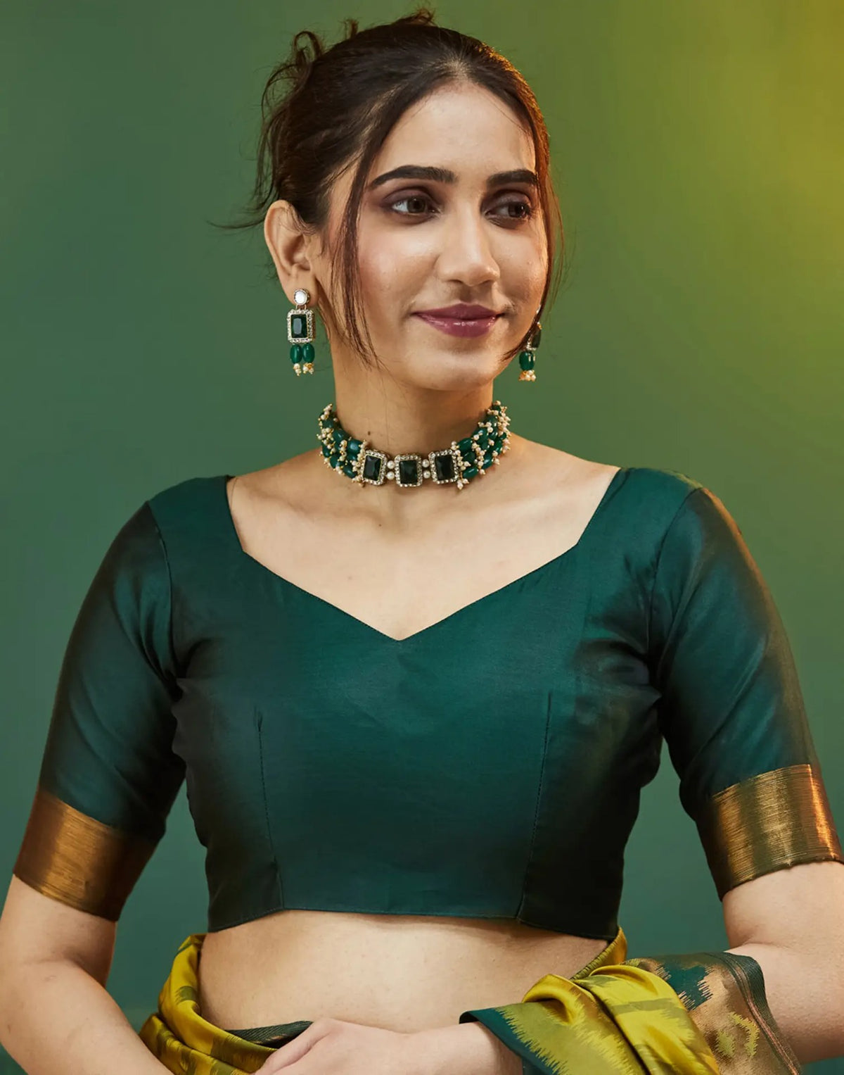 Royal Mustard Green Banarasi Silk Saree with Rich Zari Glow for Women