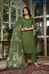 Green Chanderi Grace Embroidered Suit Set for Women