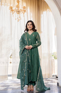 Green Chanderi Silk Kurta Pant Dupatta Set for Women