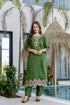 Green Chanderi Embroidered Kurta Pant Dupatta Set for Women