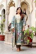 Sage Green Floral Woven Chanderi Kurti Set Women