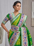 Green Kora Silk Leheriya Saree with Brasso Border for Women