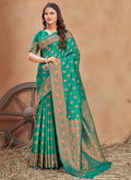 Traditional Green Silk Saree with Jacquard Zari Border