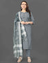 Grey Embroidered Kurta Pant Dupatta Set 2 for Women