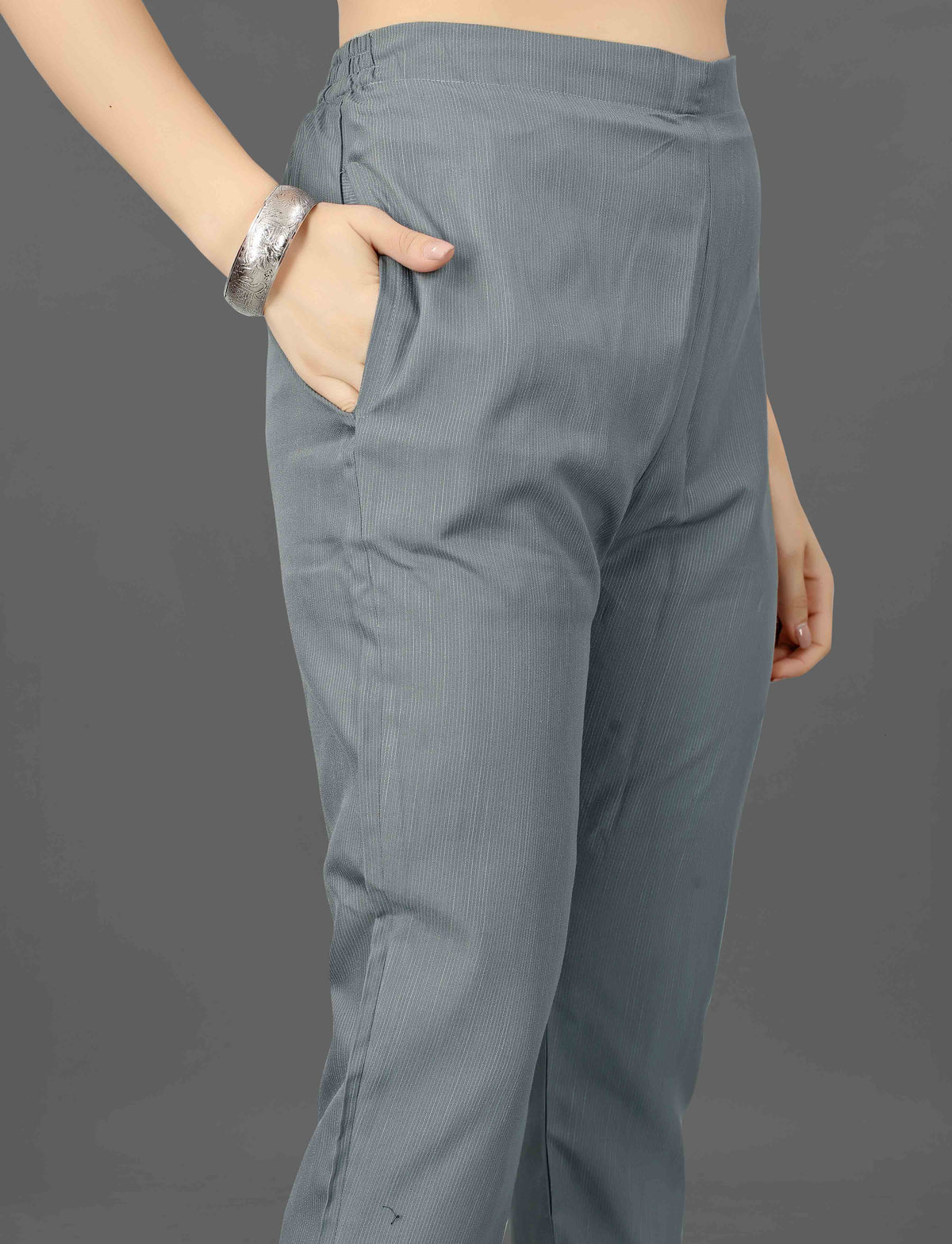 Grey Embroidered Kurta Pant Dupatta Set 2 for Women