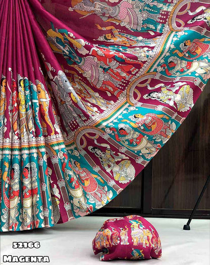 Handloom Magenta Tussar Silk Saree with Rich Pallu for Women