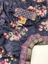 Handwork Grey Cotton Saree With Floral Print for Women
