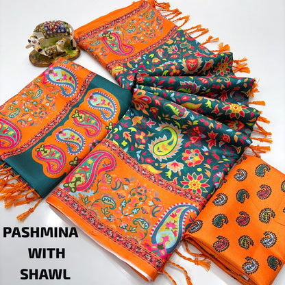 Heritage Paisley Pashmina Saree for Women