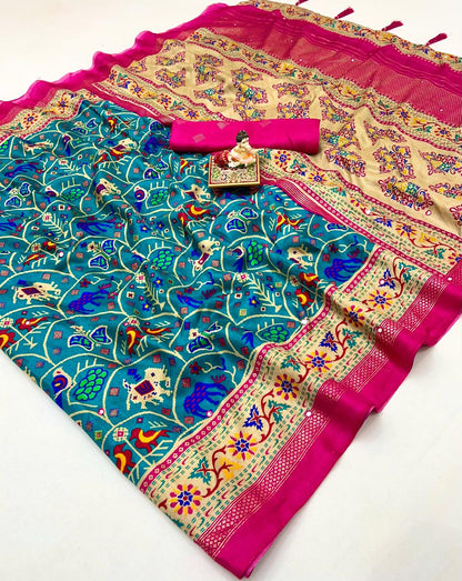 Heritage Peacock Patola Pashmina Silk Saree for Women