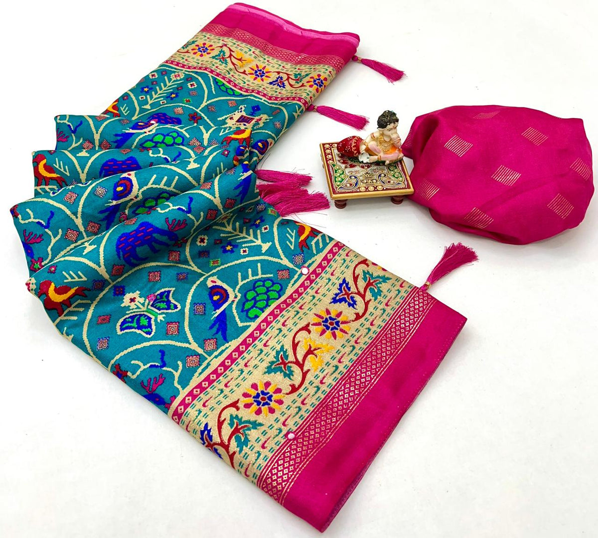 Heritage Peacock Patola Pashmina Silk Saree for Women