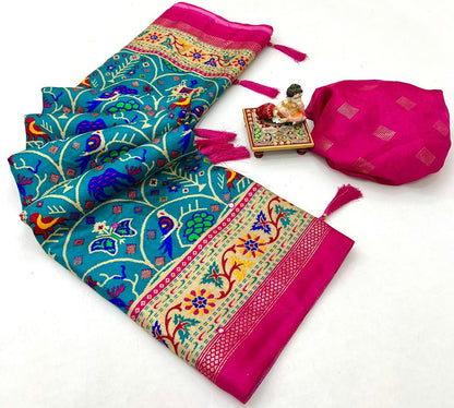 Heritage Peacock Patola Pashmina Silk Saree for Women