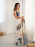 Ivory Bloom Heavy Chinnon Saree with Kutchi Mirror Lace for Women