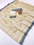 Latest Cream Beige Pashmina Saree Collection