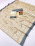 Cream Beige Pashmina Saree for Women