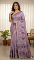 Lavender Muga Cotton Saree with Lotus Jamdani Pallu for Women