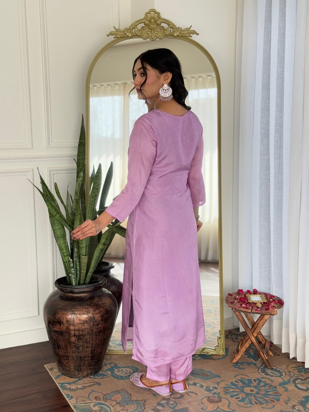Lavender Kurti Pant Set with Dupatta