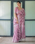 Soft Lavender Linen Saree with Elegant Stripe Pattern for Women