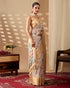 Beige Lichi Silk Saree with Gold Zari Border Design for Women