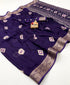 Luxury Purple Georgette Saree with Woven Border Design for Women