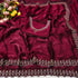 Luxury Wine Red Saree with Fine Zarkan Detailing for Women