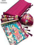 Magenta Traditional Kalamkari Art Saree with Blouse