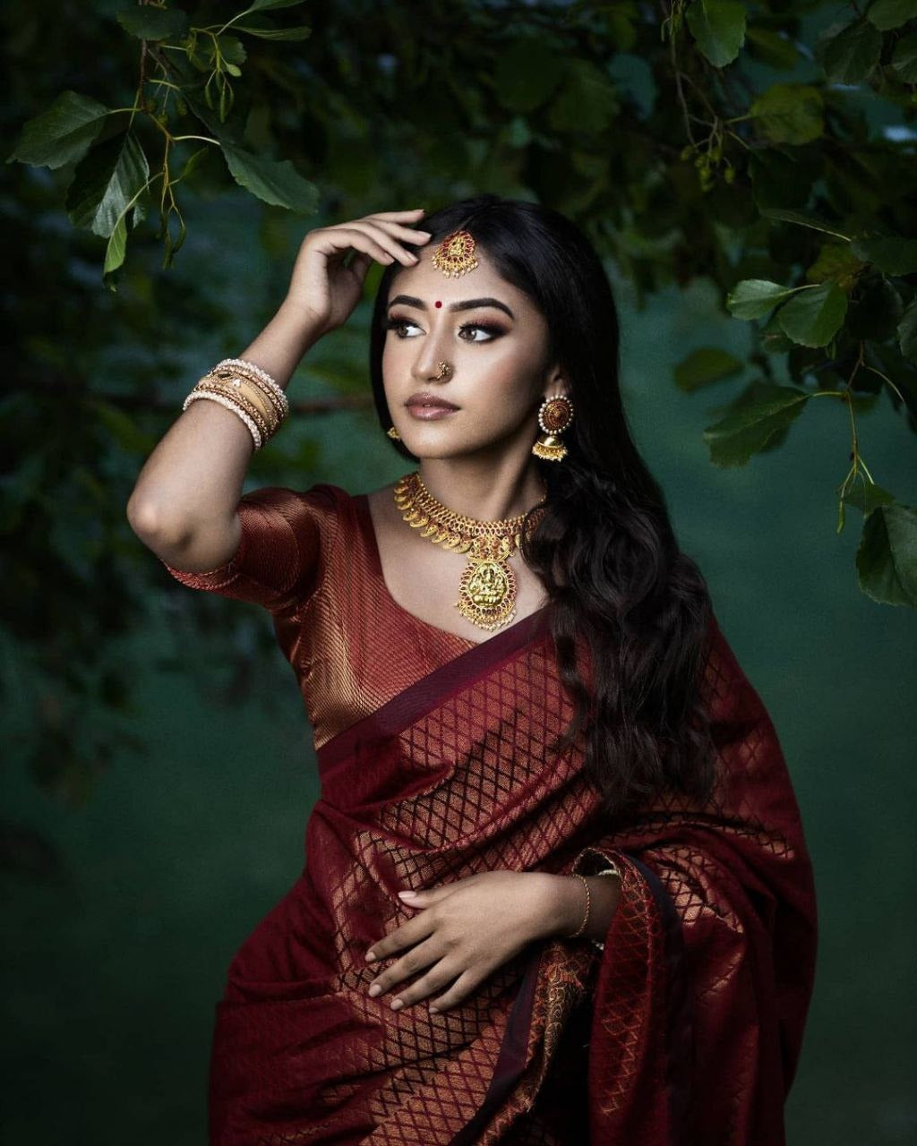 Maroon Banarasi Soft Silk Saree with Zari Design