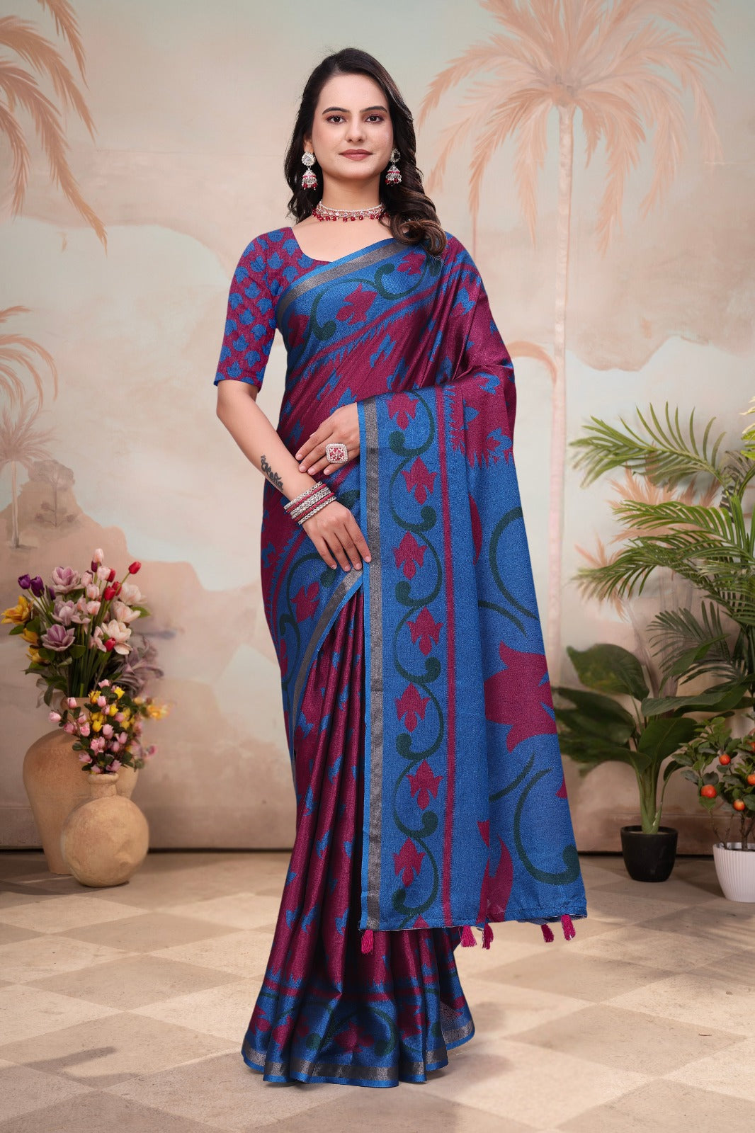 Maroon Designer Mal Cotton Saree with Rich Pallu for Women