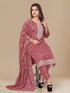 Maroon Embroidered Jalpari Kurta Pant Dupatta Set for Women