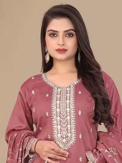 Maroon Embroidered Jalpari Kurta Pant Dupatta Set for Women