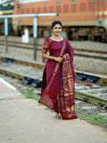 Maroon Ethnic Weave Kurti Set with Elegant Dupatta