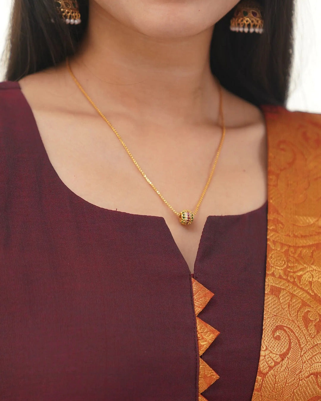 Maroon Heritage Weave Kurti Dupatta Set for Women