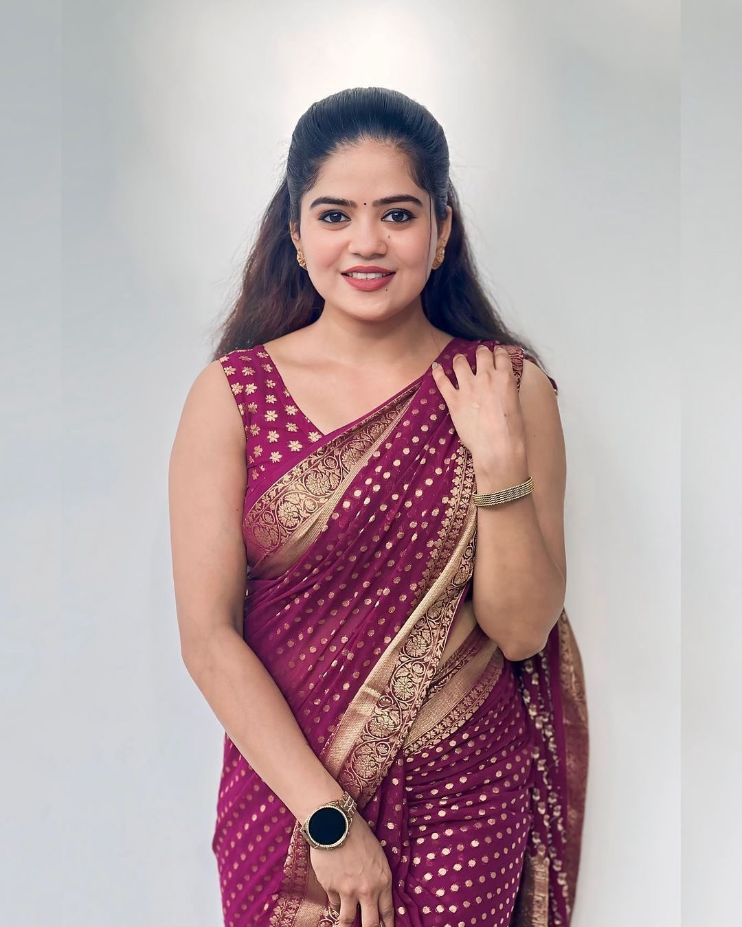 Maroon Lichi Silk Jacquard Saree with Rich Pallu for Women