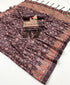 Maroon Floral Pashmina Saree With Shawl & Blouse for Women