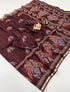 Maroon Digital Print Uppada Silk Saree With Woven Blouse for Women