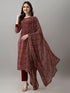 Maroon Printed Georgette Kurta Set with Dupatta Women for Women